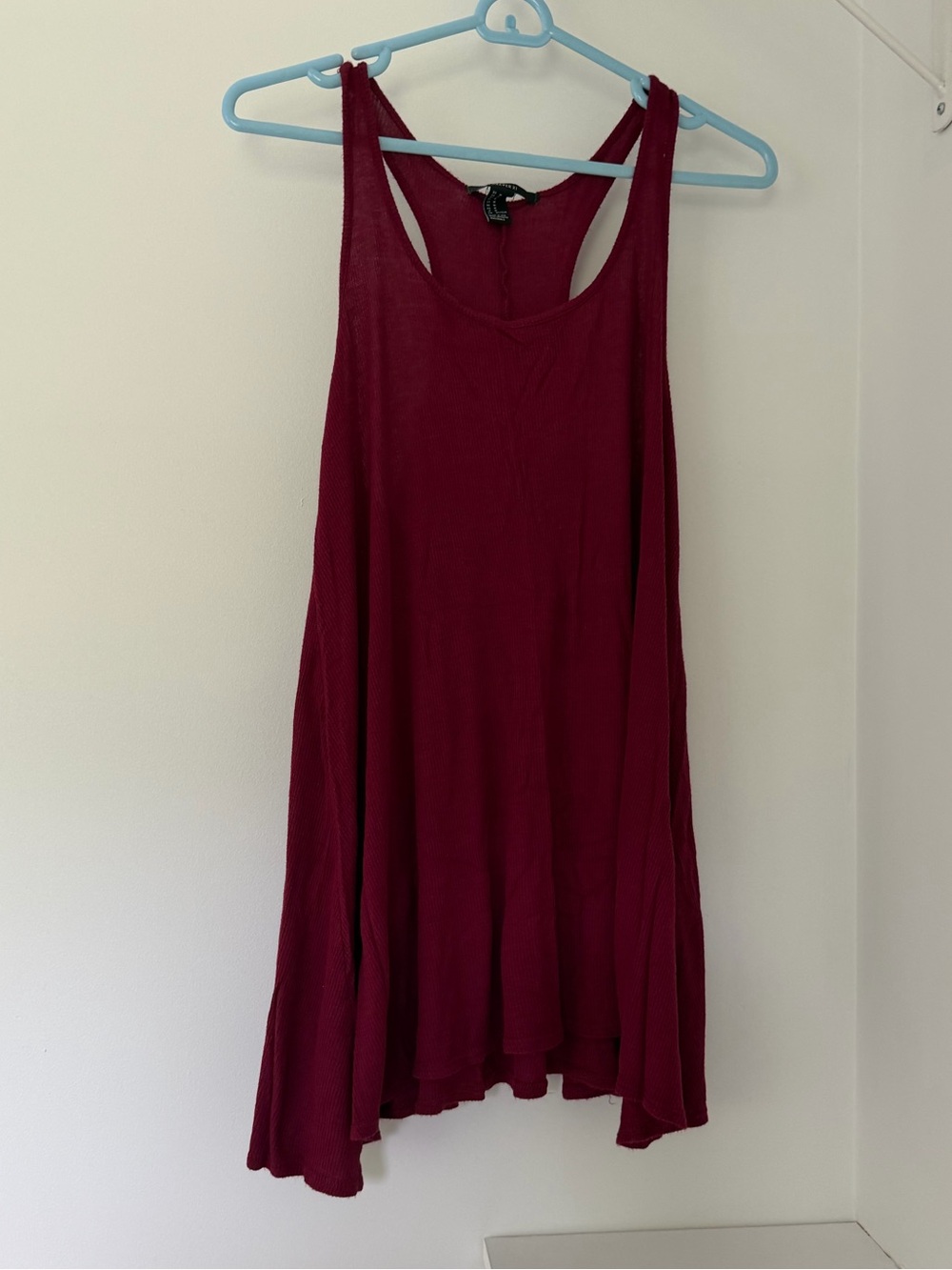 Forever 21 Burgundy Racerback Ribbed Swing Tunic Tank Top